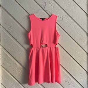 Neon Pink Skater Dress with Cutouts
